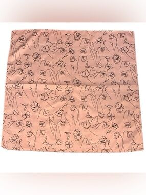Lark & Ives Pink Floral Minimalist Polyester Scarf Art To Wear Line Drawings